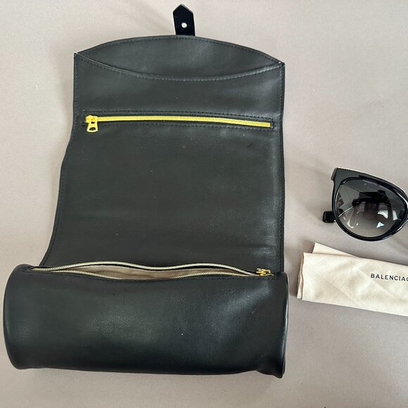 Black Balenciaga Sunglasses With Silver Trim at Top - Picture 6 of 7